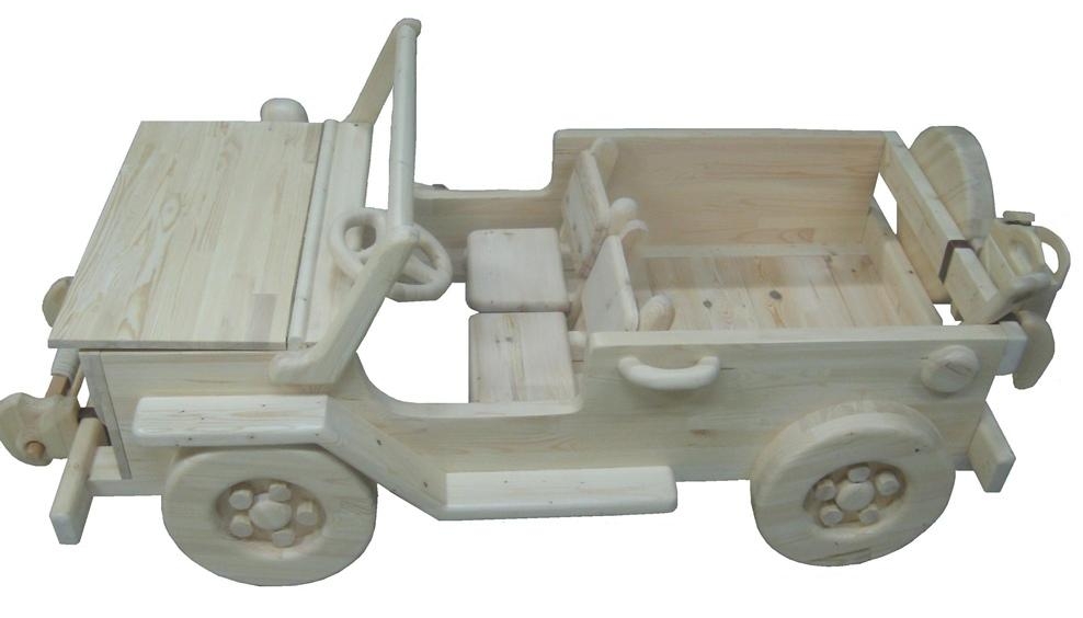 Drewniana zabawka do ogrodu dla dzieci - samochód Jeep